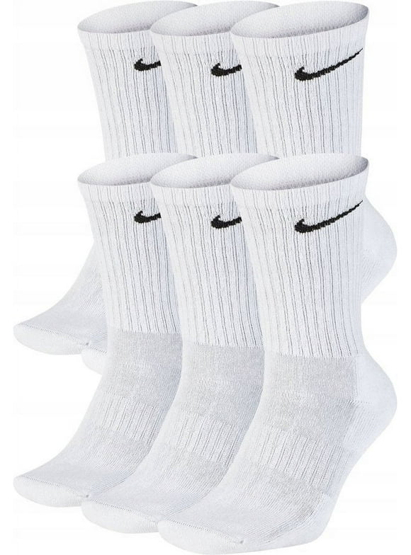 NikeDRI-FIT Unisex Everyday Cotton Cushioned Crew Training Socks with DRI-FIT Technology,, White, Size Middle (6 Pairs)