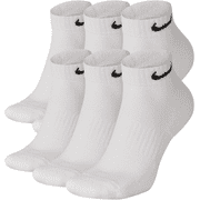 NI-KEDRI-FIT NikeDri-FIT Daily Cushioning Training Socks With Sweat Wicking Technology Size M (Shoe Size 6-8), White（6-Pair Pack）
