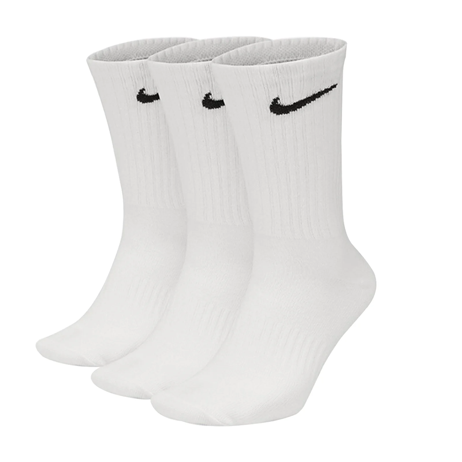 NikeDri-Fit Unisex Everyday Cotton Cushioned Crew Training Socks 3 Pair, Size L (8-12) - White