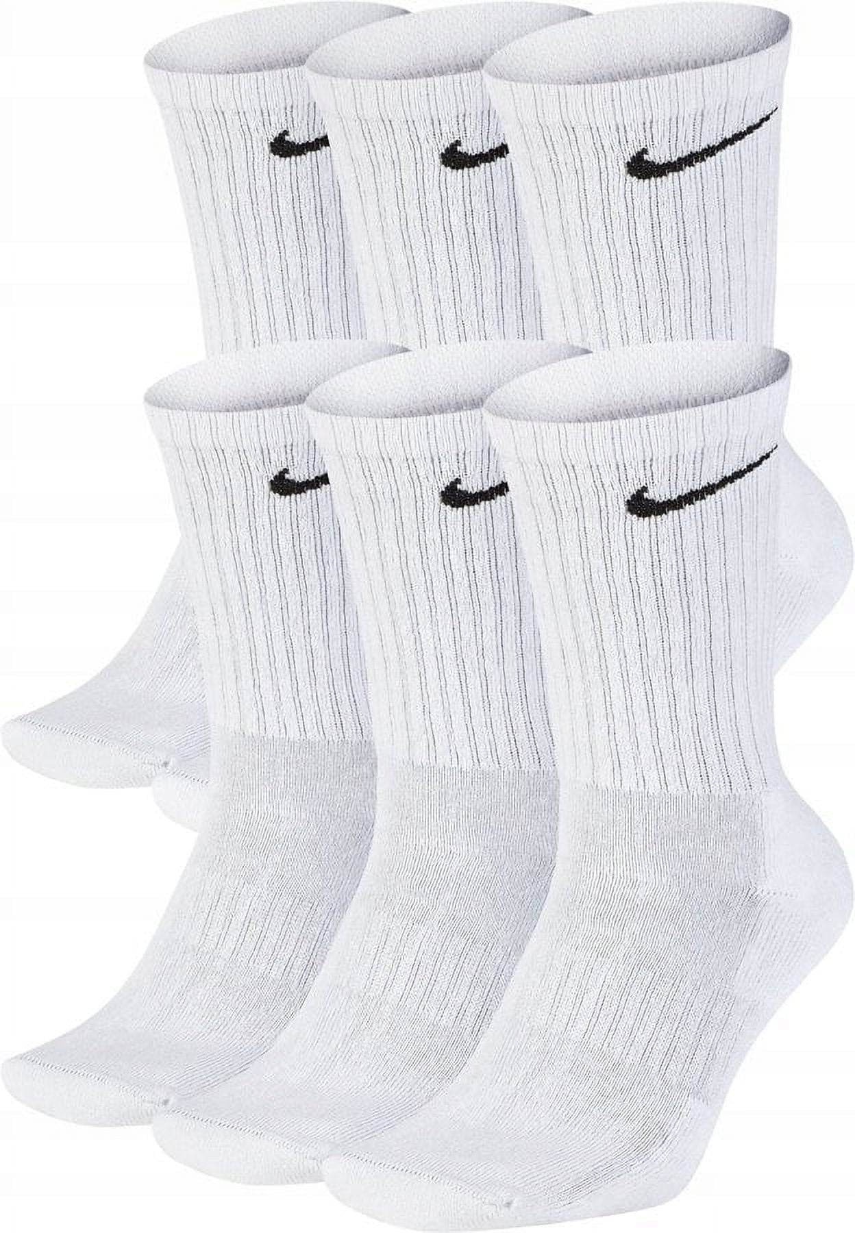 NikeDri-Fit Unisex Everyday Cotton Cushioned Crew Training Socks 6 Pair, Size L (8-12) - White