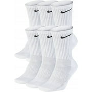 NikeDri-Fit Unisex Everyday Cotton Cushioned Crew Training Socks 6 Pair, Size L (8-12) - White