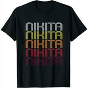 Nikita Retro Wordmark Pattern - Vintage Style Womens T-Shirt Black M