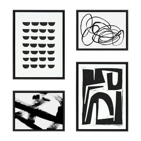 Nikki Chu Abstract Framed Canvas Art Print, 18" x 24", Set of 4, by Teju Reval