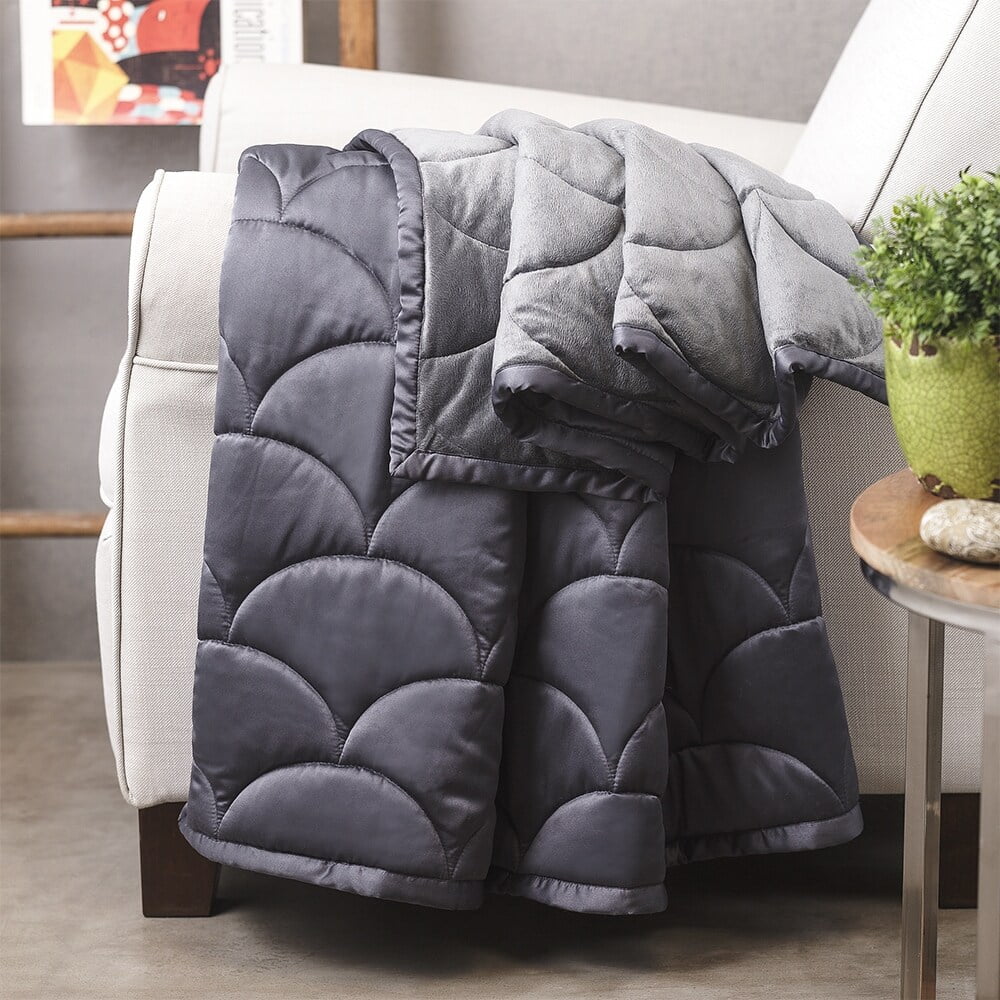 Elegant Charcoal Brushed Velvet 60"x50" Reversible Throw Blanket