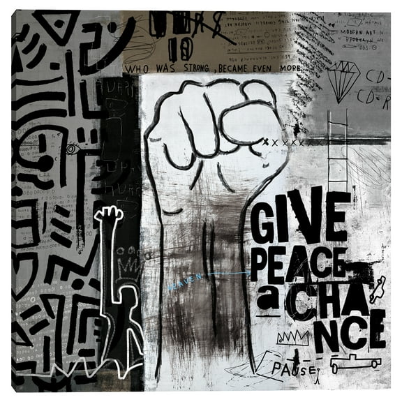 Nikki Chu Symbols Give Peace a Chance Canvas Art Print, 30" x 30", by Nikki Chu
