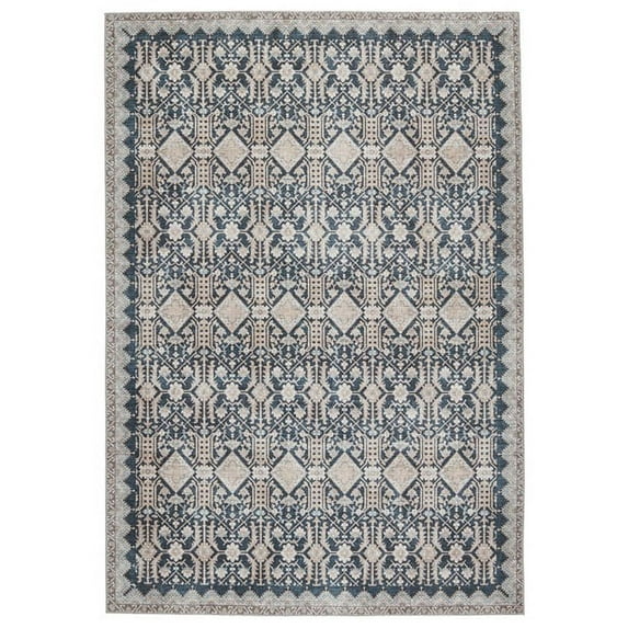 Nikki Chu by Jaipur Living Dalia Trellis Dark Blue/ Tan Area Rug (6'X9')