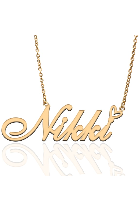 Nikki Custom Name Necklace Customized Personalized Plated Name Necklace for Mother Daughter Friendship Women Valentine's Day Christmas Birthday New Year Gold
