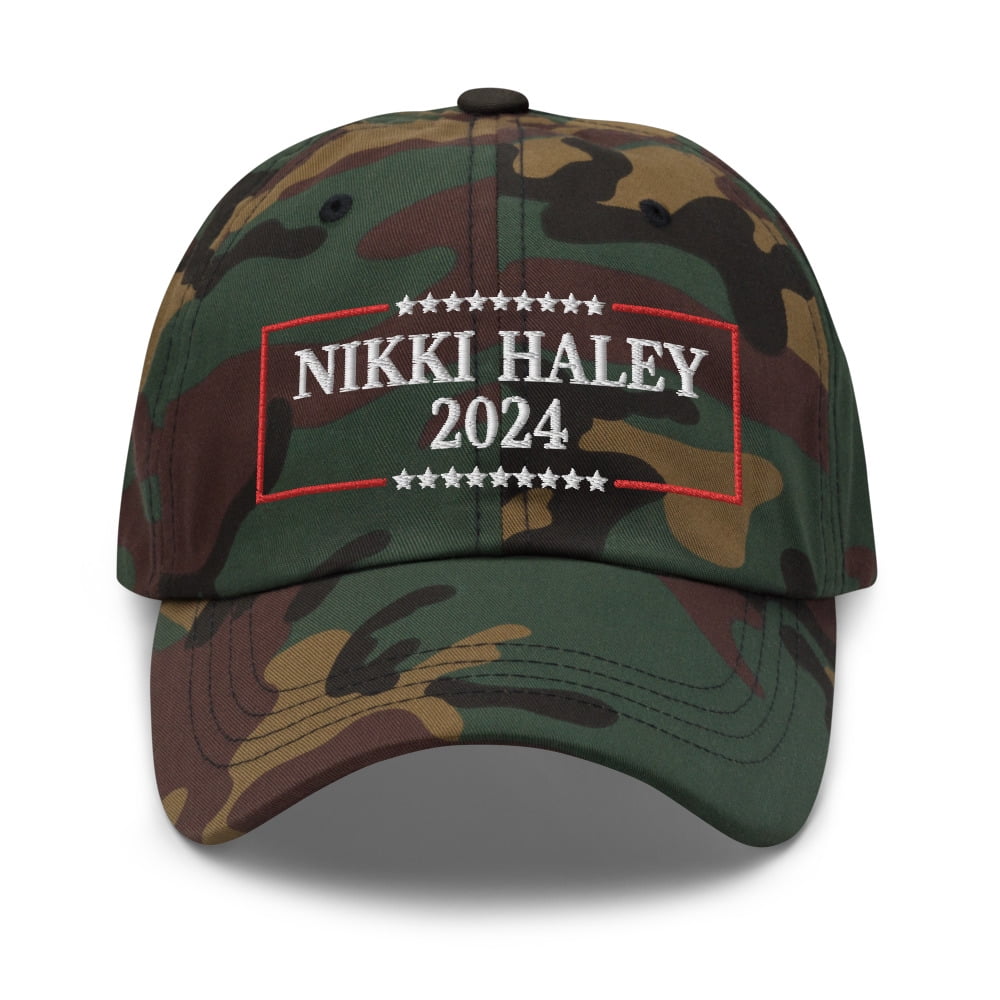 Nikki Haley 2024 Hat Embroidered (Green Camo)