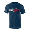 thumbnail image 1 of Nikki Haley Tshirt Haley 2024 Stars USA American Flag Sleeve Short Sleeve T-shirt Graphic Tee-Heather Navy-large, 1 of 4