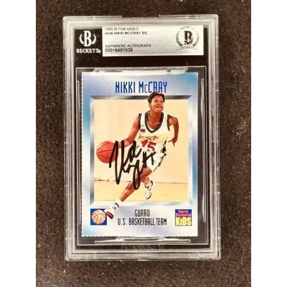 Nikki McCray signed US team 1995 SI for Kids Rookie Card BAS