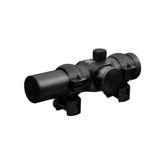 Nikko Stirling Red Dot Sight w/3/8 Mounts, 1x25mm, 4 MOA Dot Reticle, Matte Black