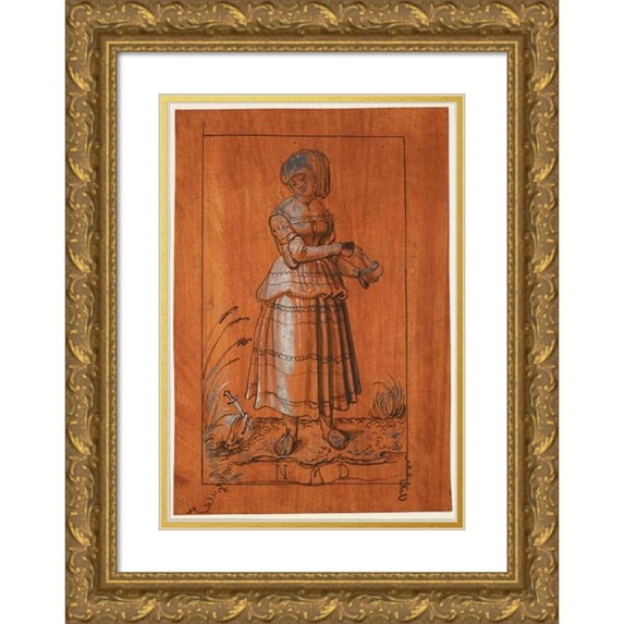 Niklaus Manuel 11x14 Gold Ornate Wood Frame and Double Matted Museum Art Print Titled - Toricht Virgin (1513)