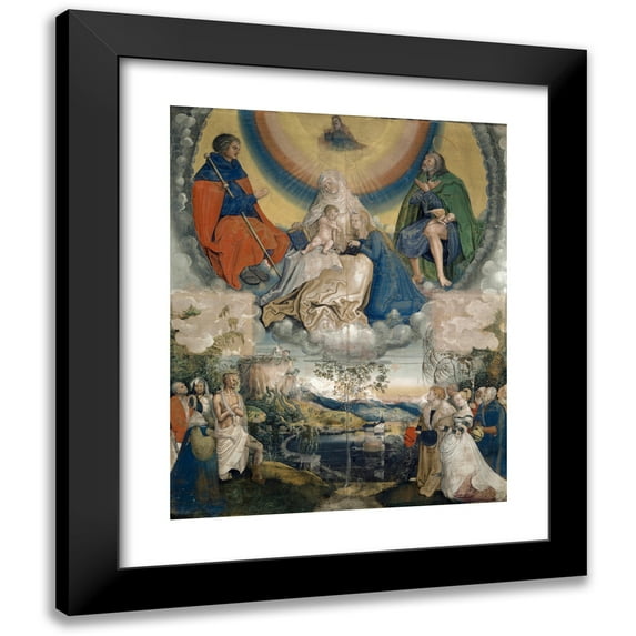 Niklaus Manuel 12x14 Black Modern Framed Museum Art Print Titled - Saint Anne with the Virgin and Child, Saint James the Great and Saint Roch as Intercessors for Mankind Ridden by the Plague (1514-1