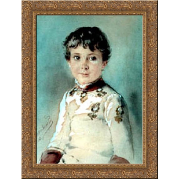 Niko Dadiani Baby 20x24 Gold Ornate Wood Framed Canvas Art by Makovsky, Konstantin