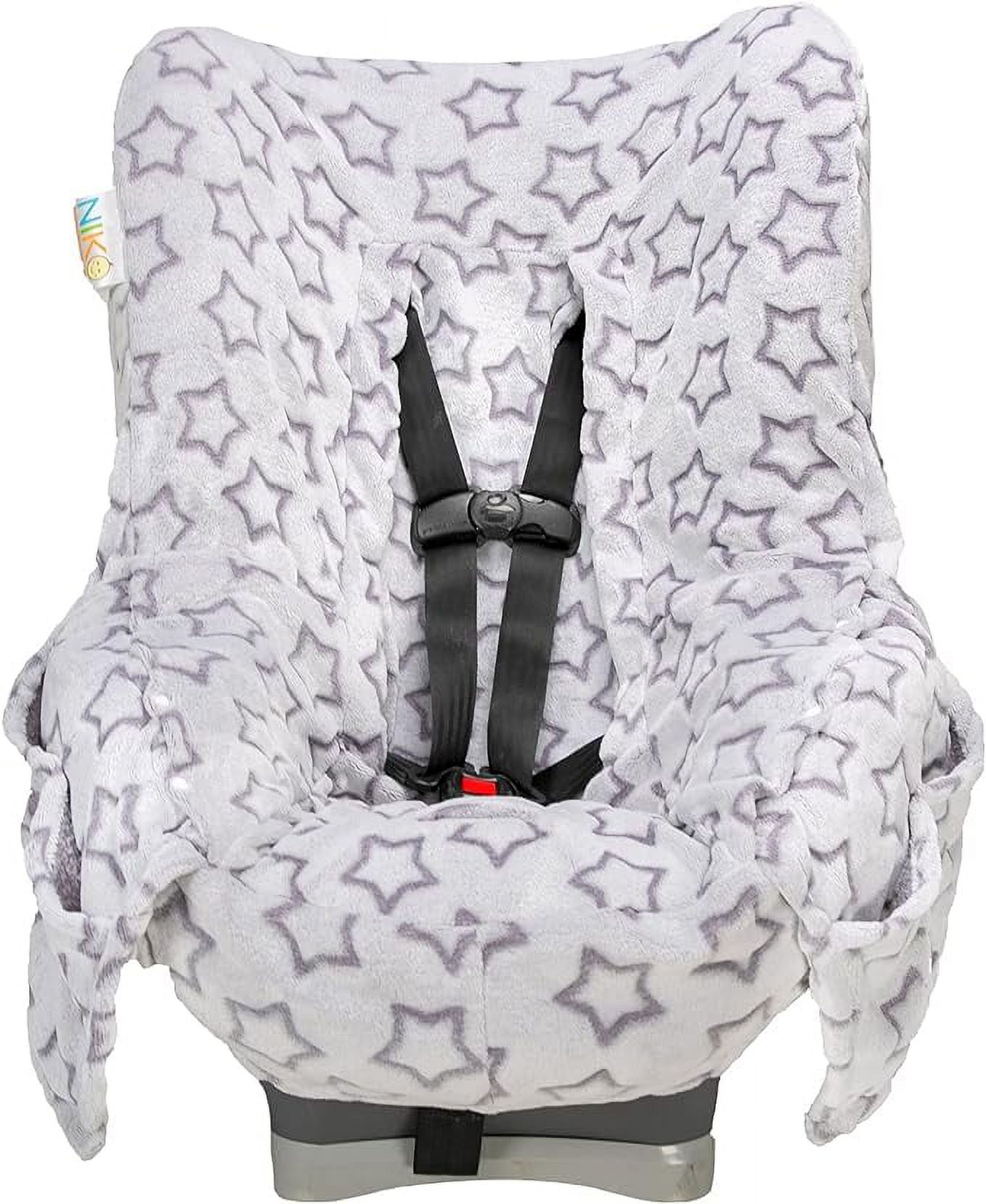 Niko Easy Wash Children's Unisex Car Seat Cover & Liner - Winter, Cool Weather Gray Star Minky - Waterproof SEAT Bottom