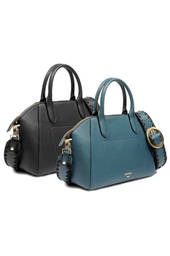 Women's Bowler Shoulder Bag Kitty Snout Hardware Black