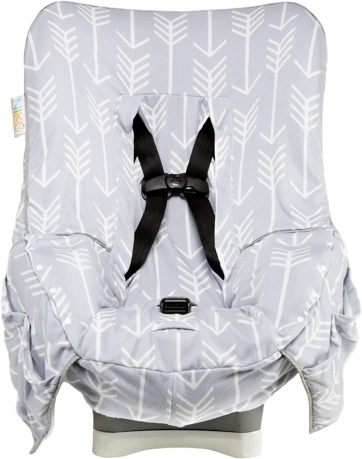 Niko Unisex Easy Wash Children's Car Seat Cover & Liner - Gray Arrow Jersey - Waterproof SEAT Bottom