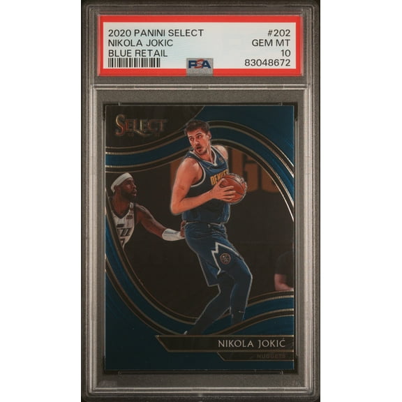 Nikola Jokic 2020 Panini Select Blue Retail Basketball Card #202 Graded PSA 10