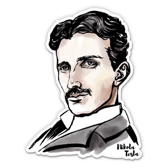 Nikola Tesla - 5" Vinyl Sticker - For Car Laptop I-Pad - Waterproof Decal