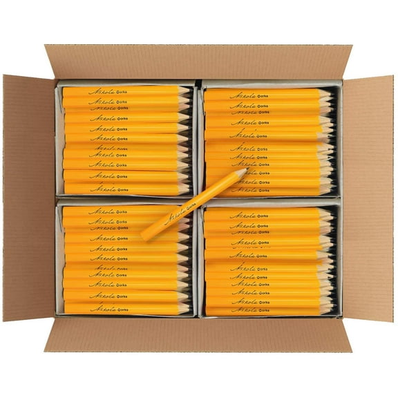 Nikola Works Classic #2 Yellow American Mini Golf Pencils, Pre-Sharpened Without Erasers HB Hex Shaped Bulk 384 Count