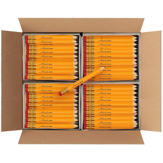 Nikola Works Classic American Standard #2 HB Pre-Sharpened Hex Shaped Pencils Bulk - 384 Count