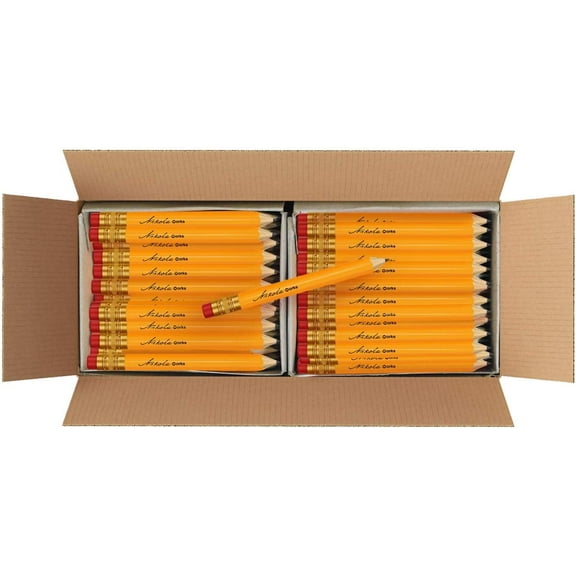 Nikola Works Mini Golf pen - 192 Count - Pre-Sharpened #2 HB Pencil, Bulk - Erasers Hex Shaped