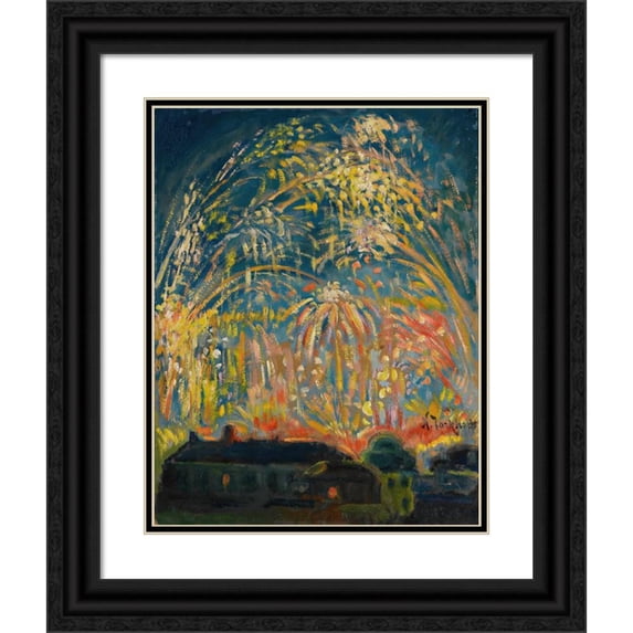 Nikolai Alexandrovich Tarkhov 15x18 Black Ornate Wood Framed Double Matted Museum Art Print Titled - Fireworks in Nice