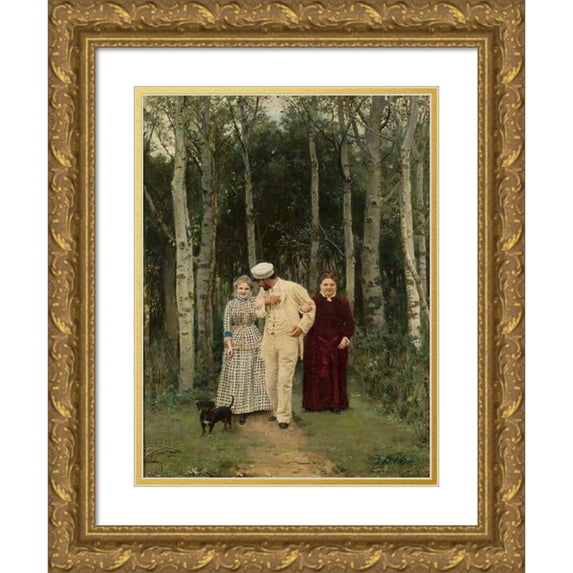 Nikolai Dmitrievich Kuznetsov 19x24 Gold Ornate Framed and Double Matted Museum Art Print Titled - Courtship (1885)