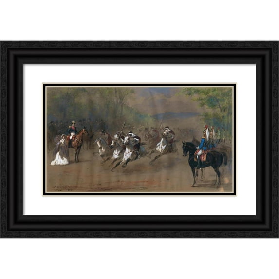 Nikolai Egorovich Sverchkov 18x12 Black Ornate Wood Framed Double Matted Museum Art Print Titled - Parade (1863)