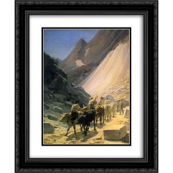 Nikolai Ge 2x Matted 20x24 Black Ornate Framed Art Print 'The Transportation of Marble at Carrara'