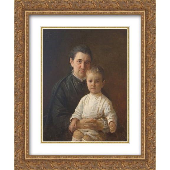 Nikolai Ge 2x Matted 20x24 Gold Ornate Framed Art Print 'Portrait?of Evdokiya?Nikolaevna?Kostycheva'