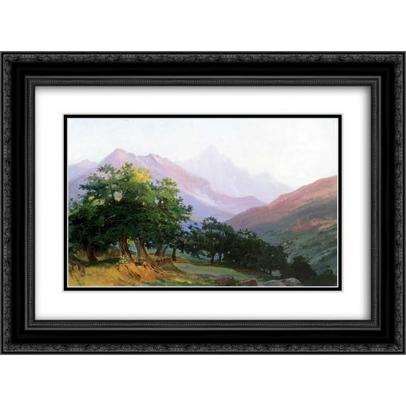 Nikolai Ge 2x Matted 24x18 Black Ornate Framed Art Print 'Oaks in the mountains of Carrara'