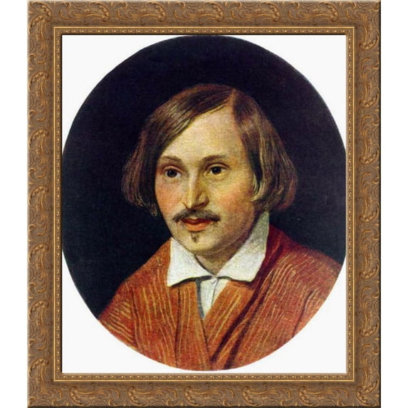 Nikolai Gogol 24x20 Gold Ornate Wood Framed Canvas Art by Alexander Ivanov