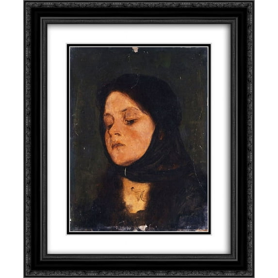 Nikolaos Gyzis 2x Matted 20x24 Black Ornate Framed Art Print 'Portrait of a girl'