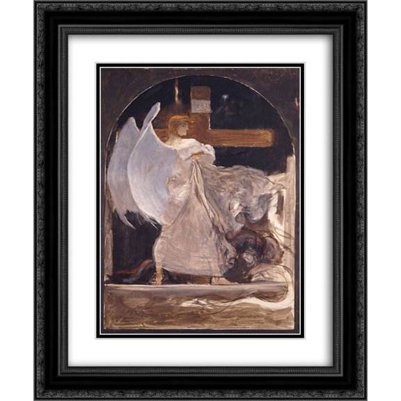 Nikolaos Gyzis 2x Matted 20x24 Black Ornate Framed Art Print 'The Archangel, Study for The Grounding of Faith'
