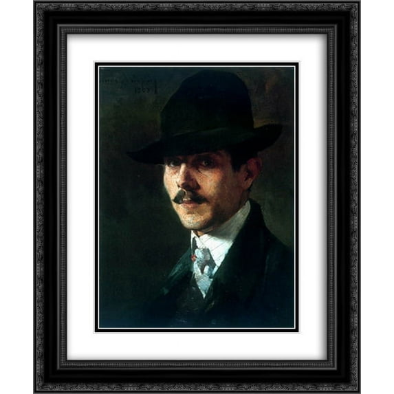 Nikolaos Lytras 2x Matted 20x24 Black Ornate Framed Art Print 'Portrait of painter Oumvertos Argyros'