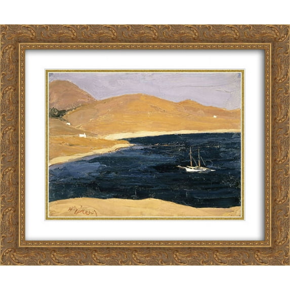 Nikolaos Lytras 2x Matted 24x20 Gold Ornate Framed Art Print 'Seascape'