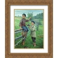 thumbnail image 1 of Nikolay Bogdanov Belsky 2x Matted 20x24 Gold Ornate Framed Art Print 'Country Boys ', 1 of 2