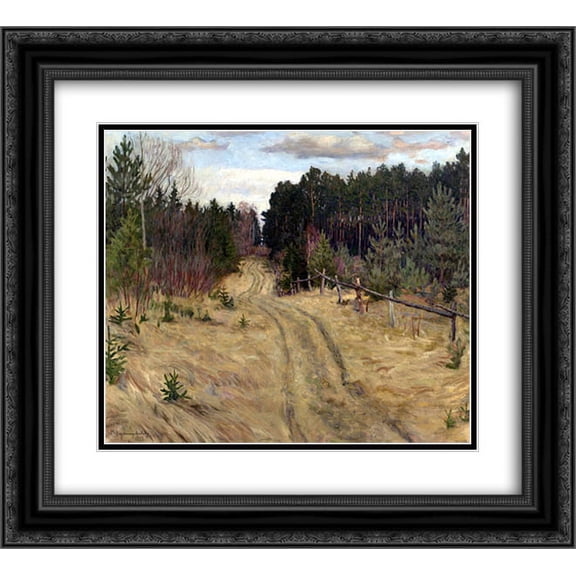 Nikolay Bogdanov Belsky 2x Matted 22x20 Black Ornate Framed Art Print 'Woodland Path'