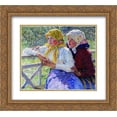 thumbnail image 1 of Nikolay Bogdanov Belsky 2x Matted 22x20 Gold Ornate Framed Art Print 'Latgal Girls', 1 of 2