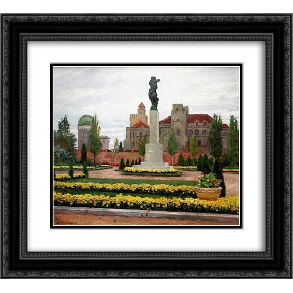 Nikolay Bogdanov Belsky 2x Matted 24x20 Black Ornate Framed Art Print 'Cityscape'