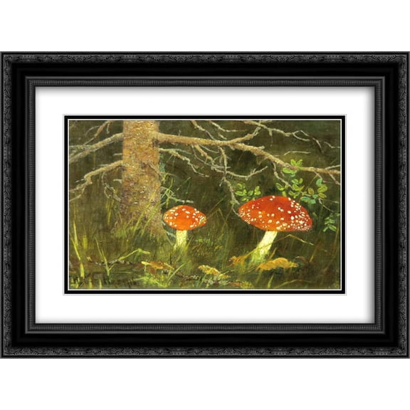 Nikolay Bogdanov Belsky 2x Matted 24x20 Black Ornate Framed Art Print 'Toadstools under the Tree'