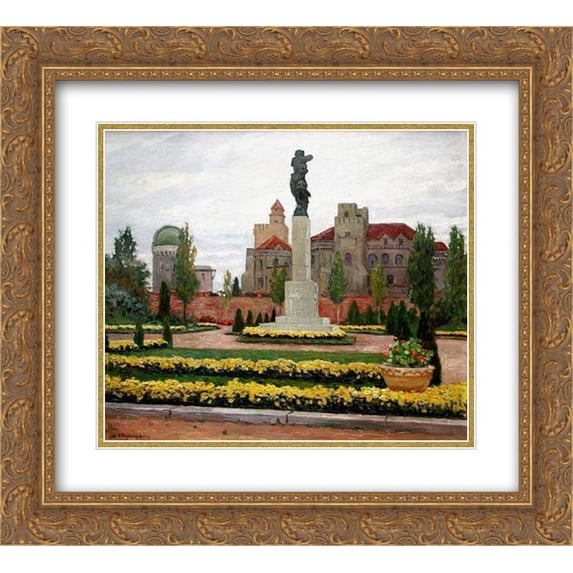 Nikolay Bogdanov Belsky 2x Matted 24x20 Gold Ornate Framed Art Print 'Cityscape'