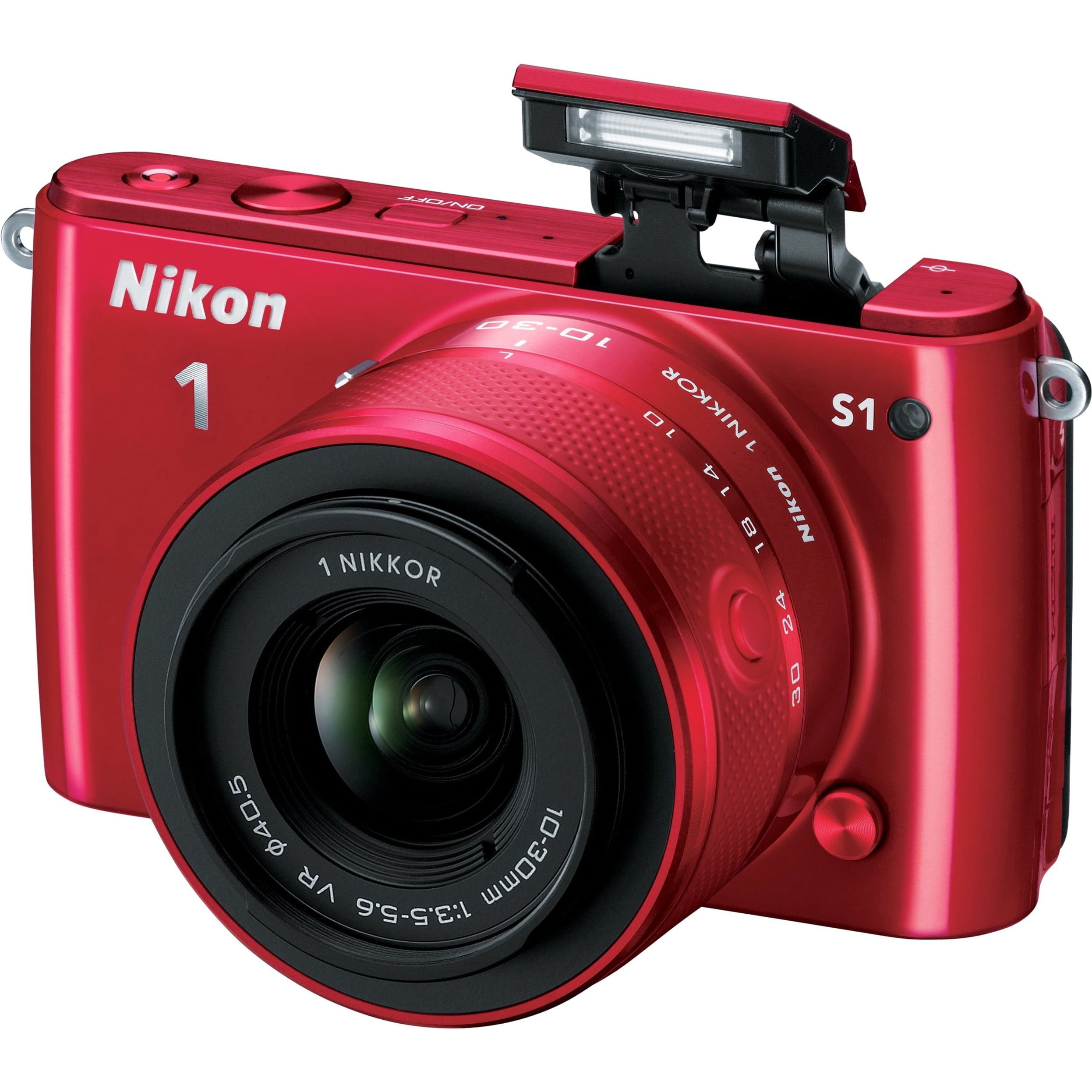 Nikon 1 S1 10.1 Megapixel Mirrorless Camera Body Only, Red 