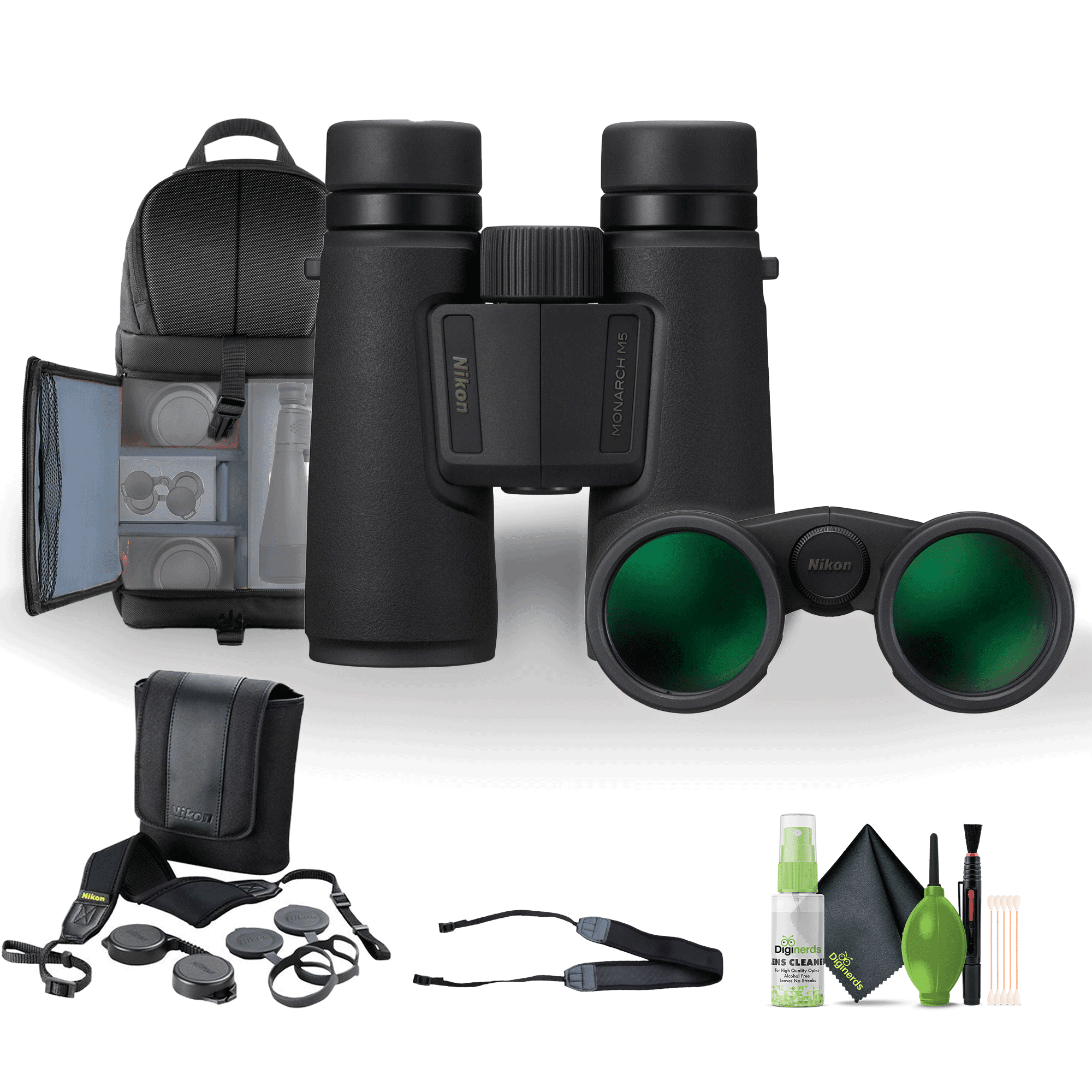 Nikon 10x42 Monarch M5 Binoculars Bundle with Neck Strap + Backpack and More
