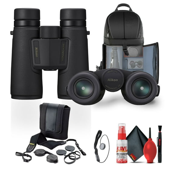 Nikon 10x42 Monarch M5 Roof Prism Waterproof, Fogproof, Lightweight Binoculars (Black) + More