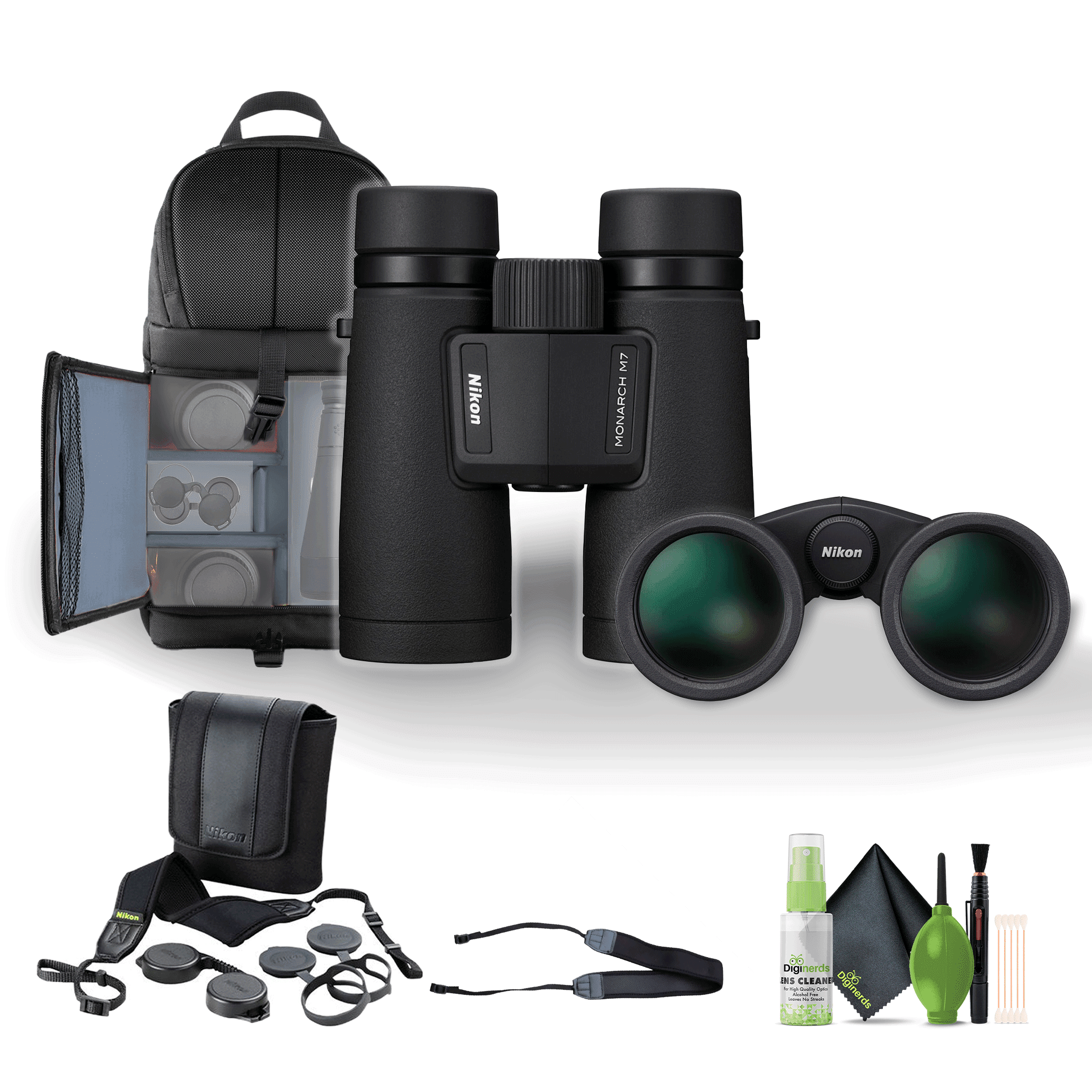 Nikon 10x42 Monarch M7 Binoculars Bundle with Neck Strap + Backpack and More
