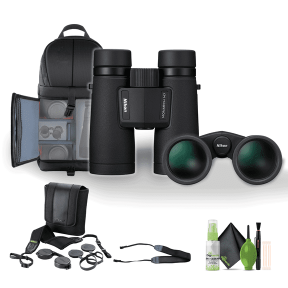 Nikon 10x42 Monarch M7 Binoculars Bundle with Neck Strap + Backpack and More
