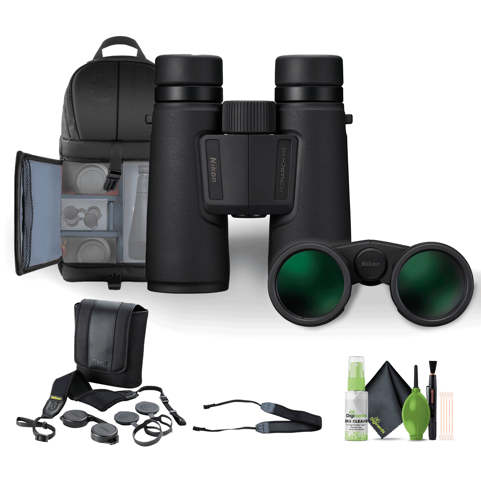 Nikon 12x42 Monarch M5 Binoculars Bundle with Neck Strap + Backpack and More