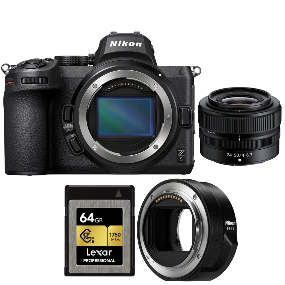 Nikon 1649 Z5 Full Frame Mirrorless Camera 24.3 MP CMOS FX Sensor 4K UHD  Video with NIKKOR Z 24-50mm f/4-6.3 Full Frame Zoom Lens Bundle with Nikon  FTZ II Lens Mount Adapter + Lexar 64GB Memory Card | Systemkameras